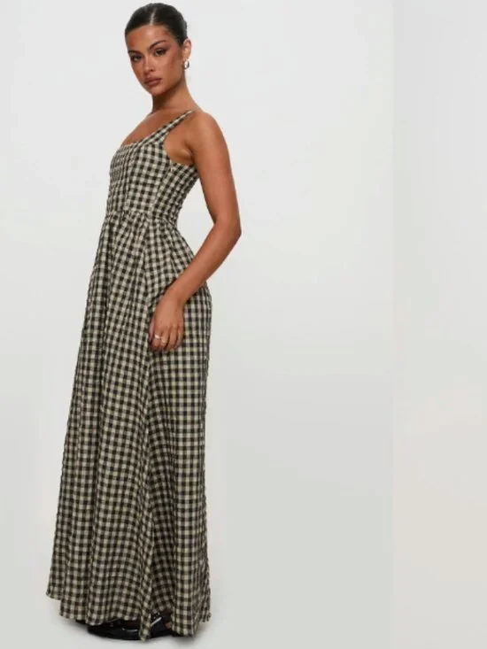 NWT CARTMEL CHECK GIGHAM MAXI DRESS 8 - Picture 2 of 3